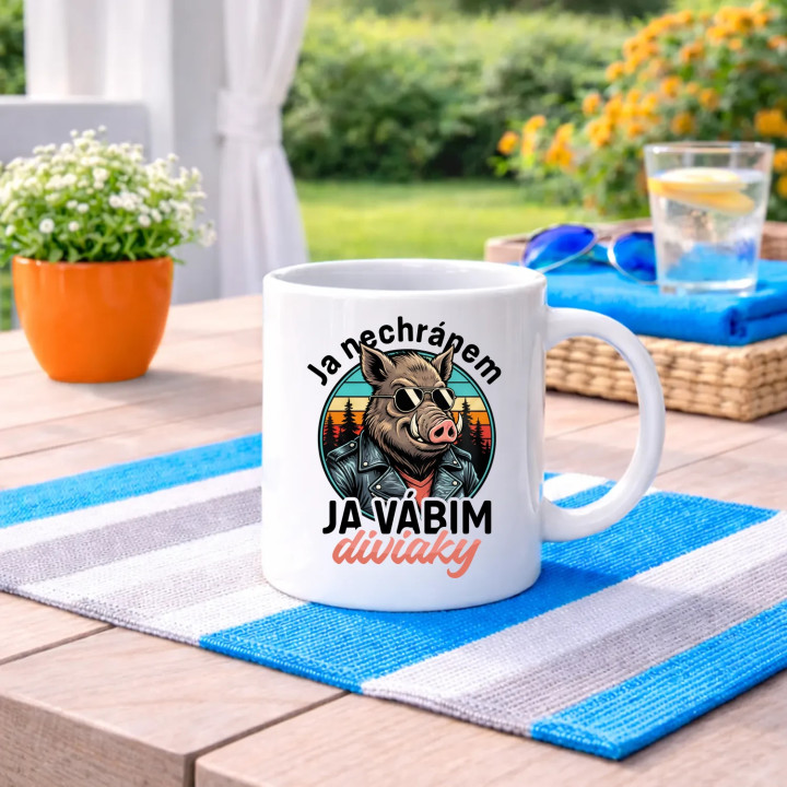 Ja nechrápem, ja vábim diviaky - keramický hrnček s potlačou