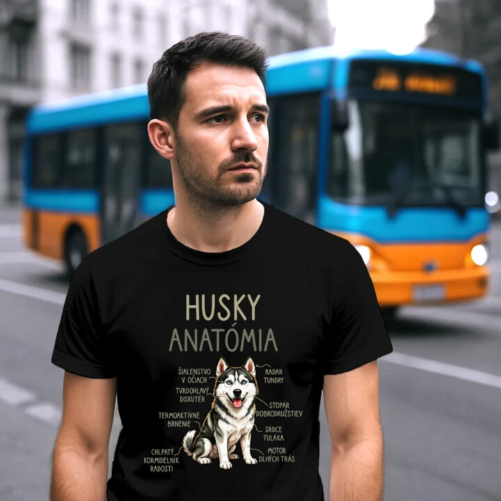 Husky anatómia - pánske tričko s potlačou