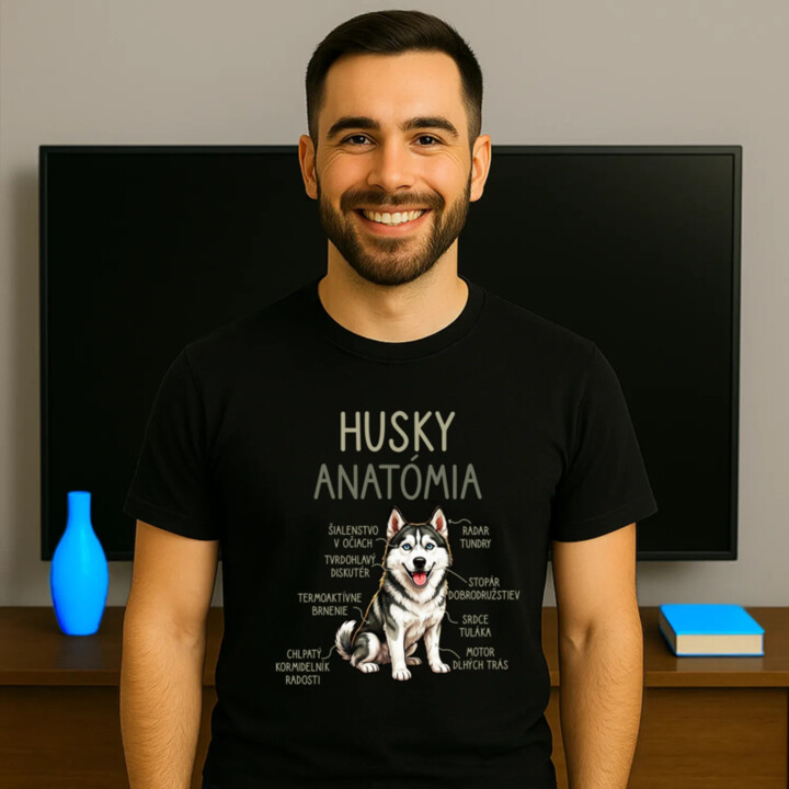 Husky anatómia - pánske tričko s potlačou