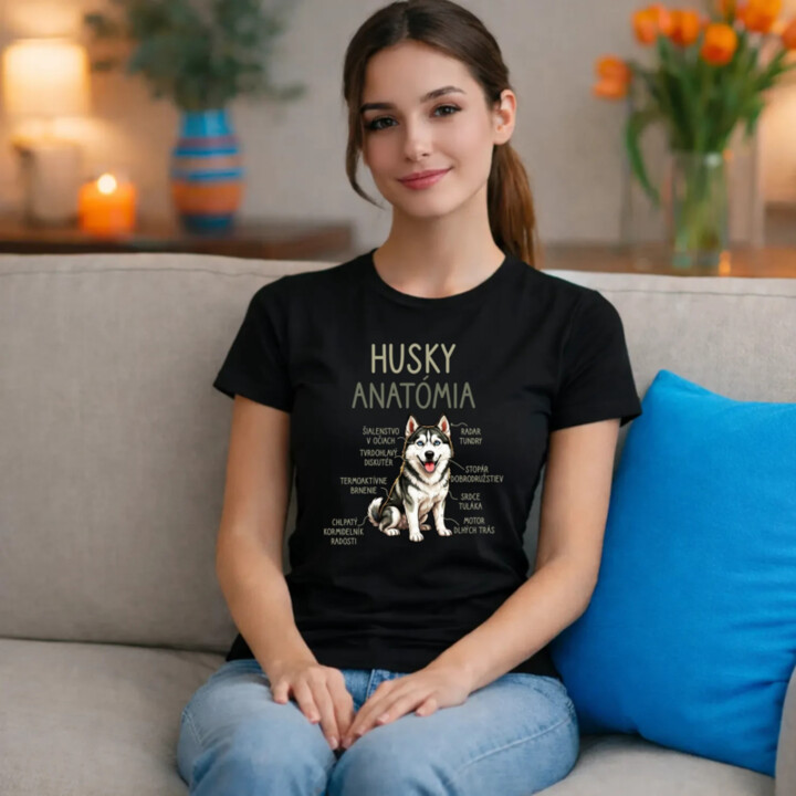 Husky anatómia - dámske tričko s potlačou