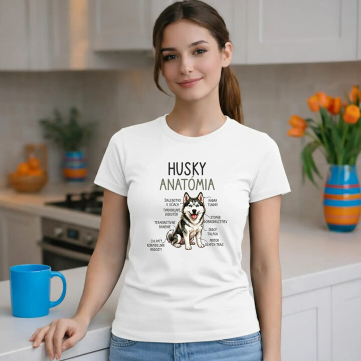 Husky anatómia - dámske tričko s potlačou