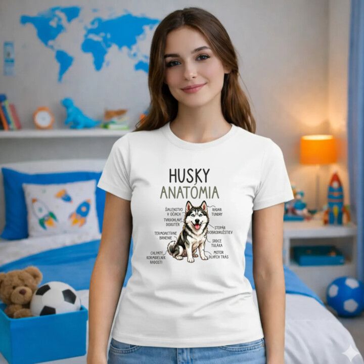 Husky anatómia - dámske tričko s potlačou