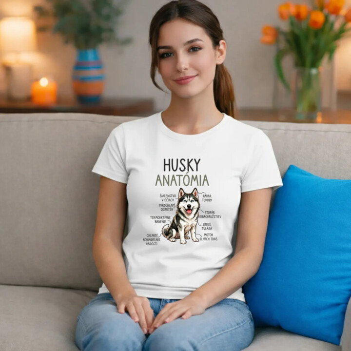 Husky anatómia - dámske tričko s potlačou