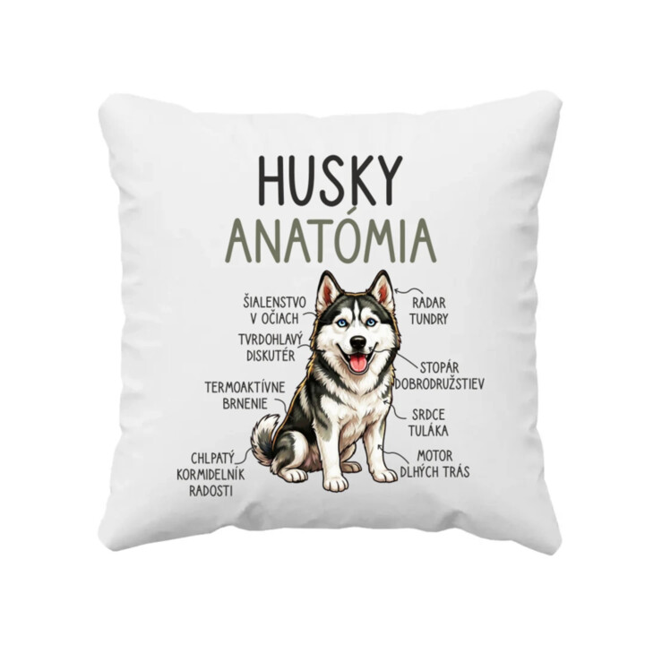 Husky anatómia - vankúš s potlačou