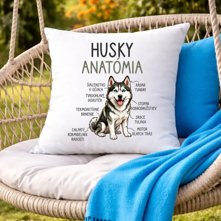 Husky anatómia - vankúš s potlačou