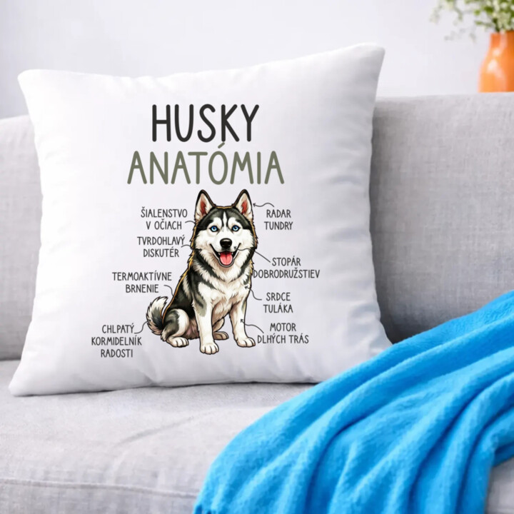 Husky anatómia - vankúš s potlačou