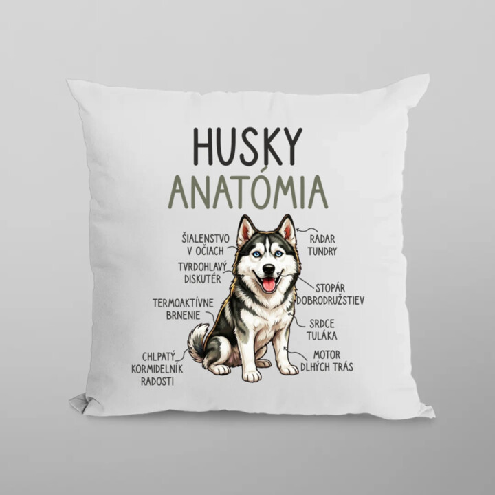 Husky anatómia - vankúš s potlačou