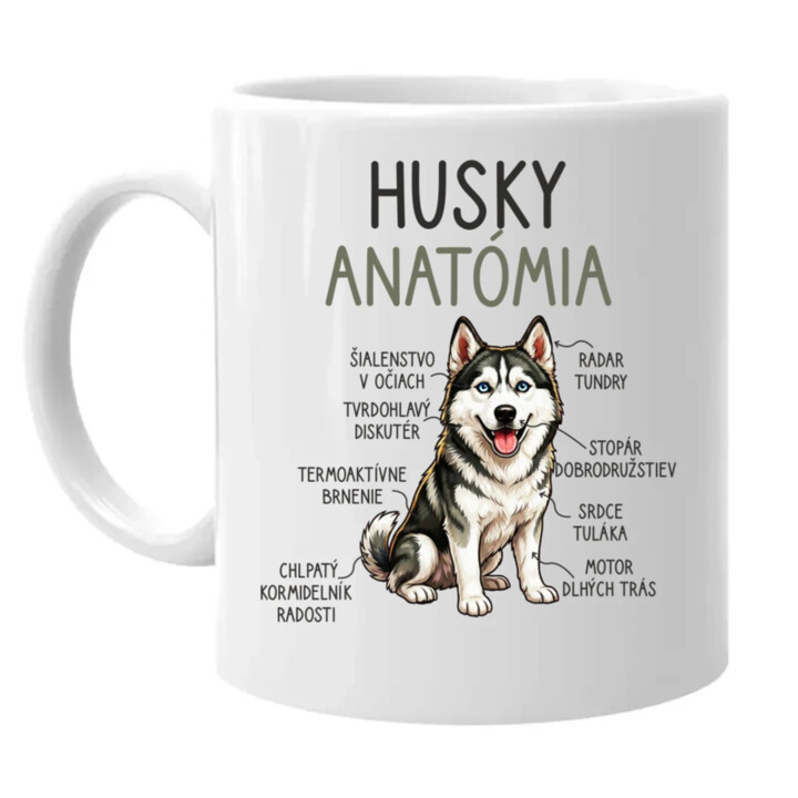 Husky anatómia - keramický hrnček s potlačou