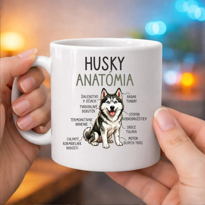 Husky anatómia - keramický hrnček s potlačou