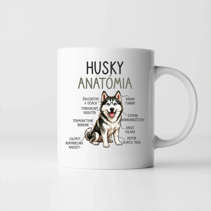 Husky anatómia - keramický hrnček s potlačou