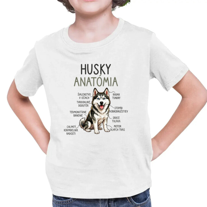 Husky anatómia - detské tričko s potlačou