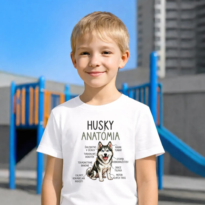 Husky anatómia - detské tričko s potlačou