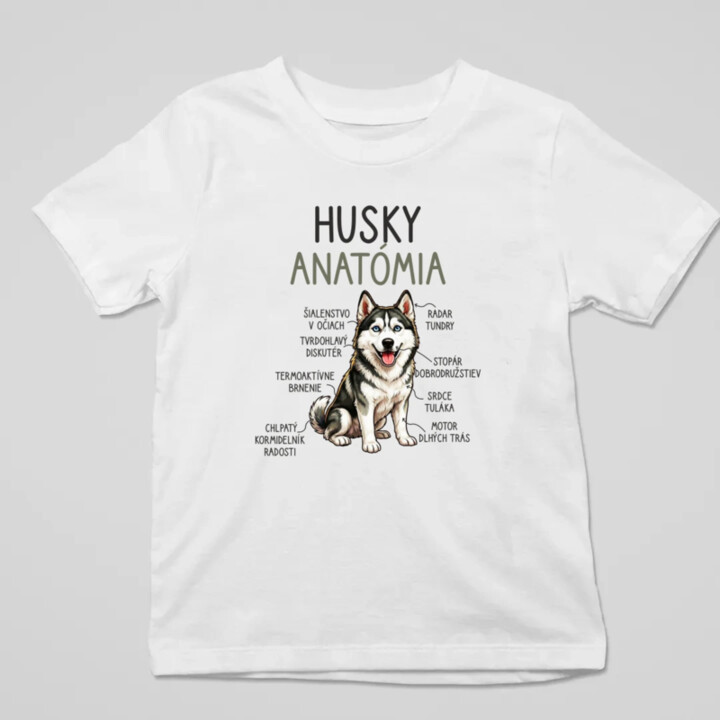 Husky anatómia - detské tričko s potlačou