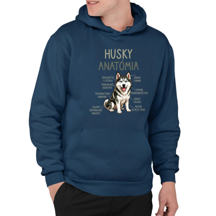 Husky anatómia  - pánska mikina s potlačou