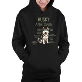 Husky anatómia - detská mikina s kapucňou