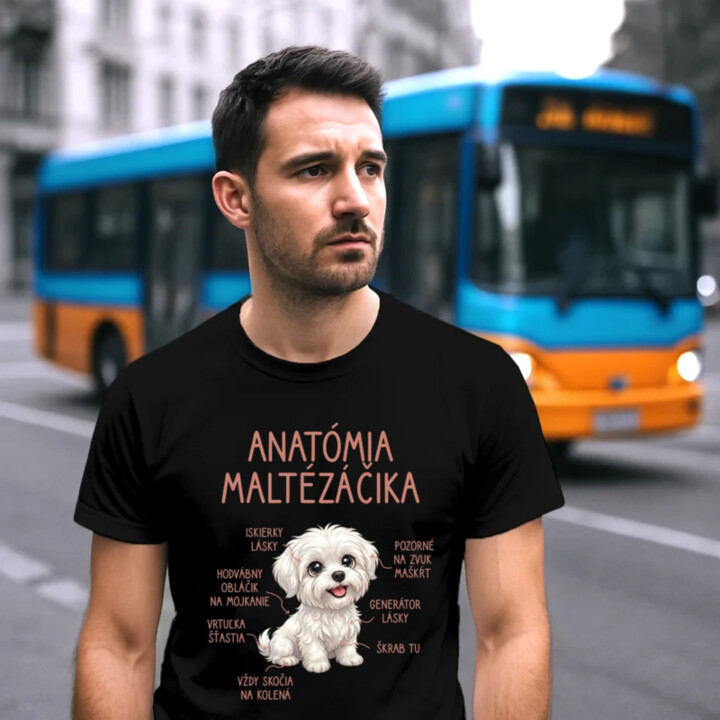 Anatómia maltézáčika - pánske tričko s potlačou