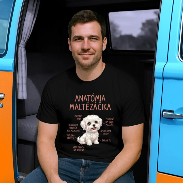 Anatómia maltézáčika - pánske tričko s potlačou