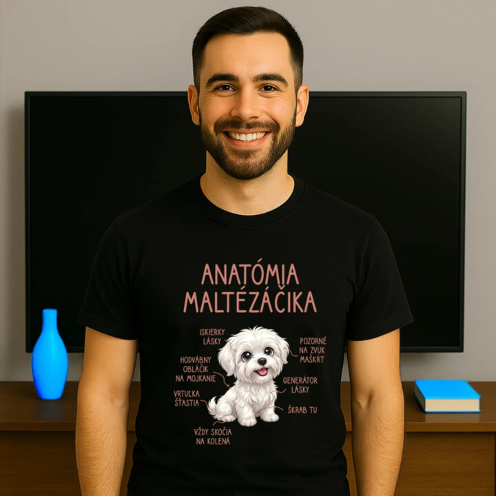 Anatómia maltézáčika - pánske tričko s potlačou