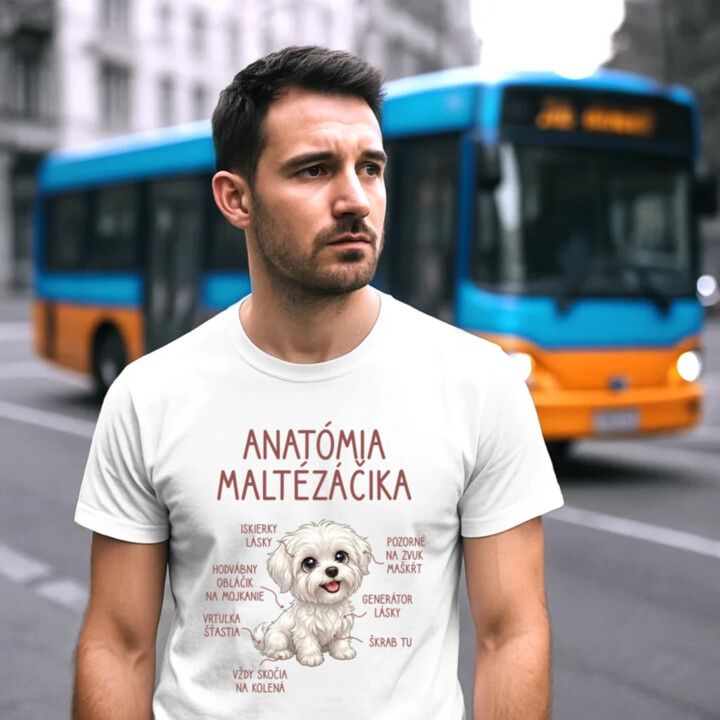 Anatómia maltézáčika - pánske tričko s potlačou