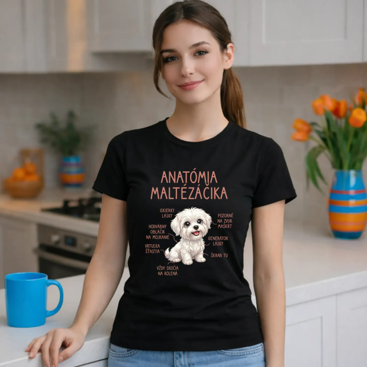 Anatómia maltézáčika - dámske tričko s potlačou