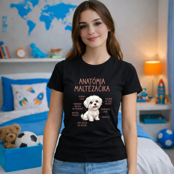 Anatómia maltézáčika - dámske tričko s potlačou