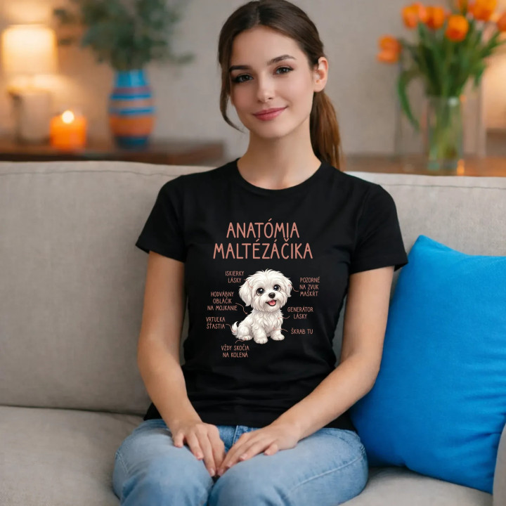 Anatómia maltézáčika - dámske tričko s potlačou