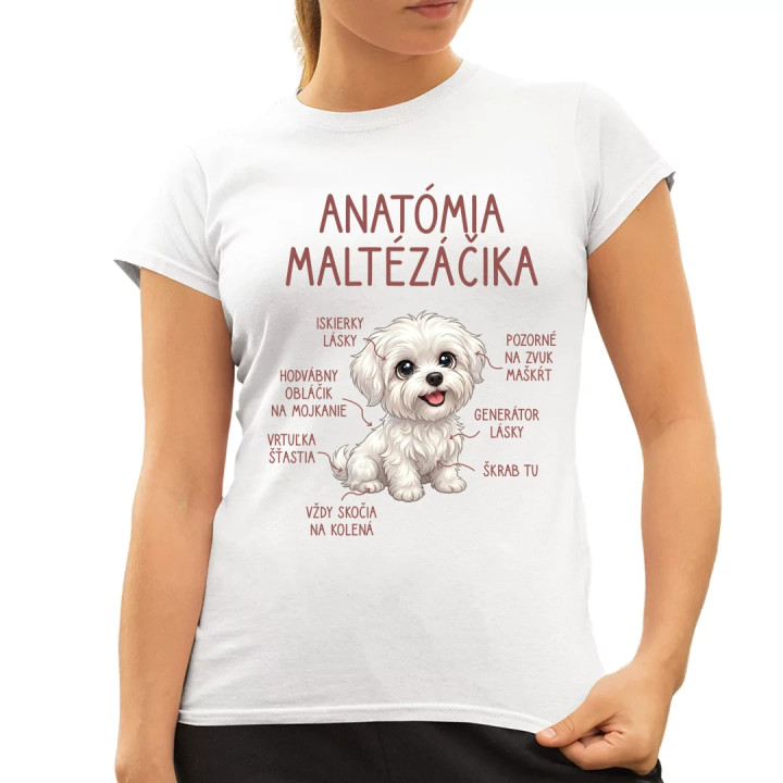Anatómia maltézáčika - dámske tričko s potlačou