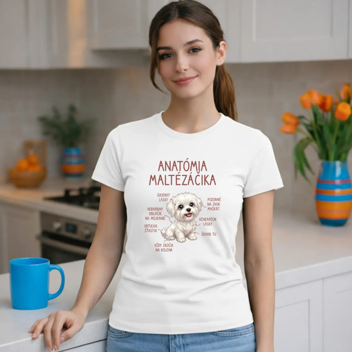 Anatómia maltézáčika - dámske tričko s potlačou