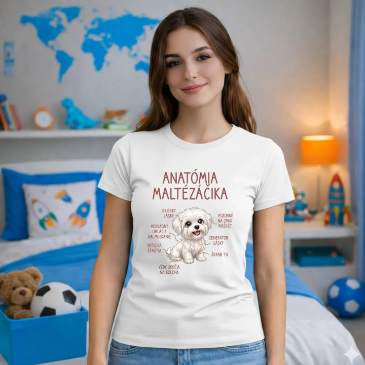 Anatómia maltézáčika - dámske tričko s potlačou