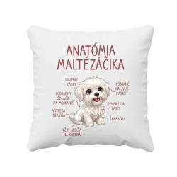 Anatómia maltézáčika - vankúš s potlačou