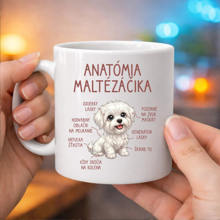 Anatómia maltézáčika - keramický hrnček s potlačou