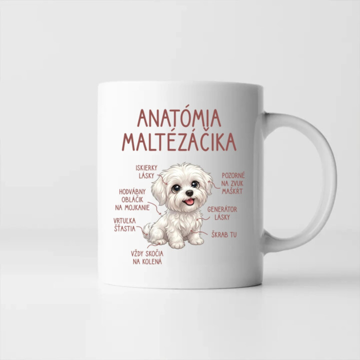 Anatómia maltézáčika - keramický hrnček s potlačou