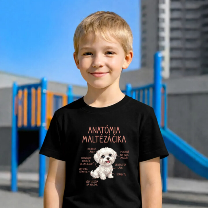 Anatómia maltézáčika - detské tričko s potlačou