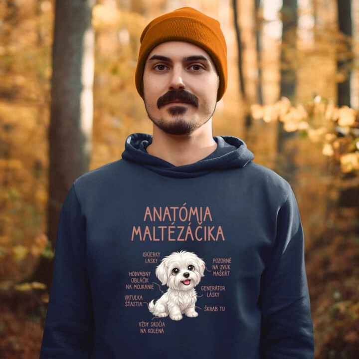 Anatómia maltézáčika  - pánska mikina s potlačou