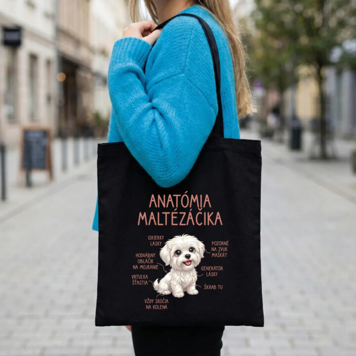 Anatómia maltézáčika - taška s potlačou
