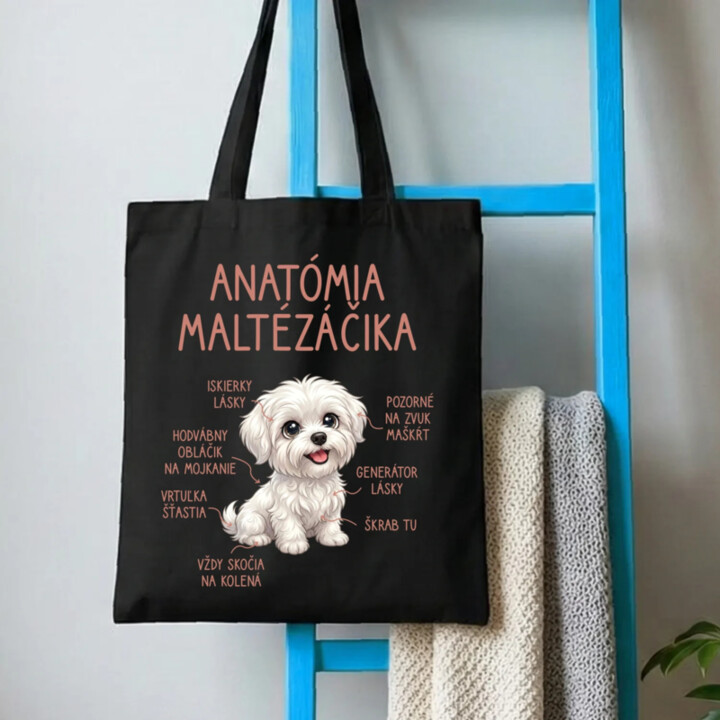 Anatómia maltézáčika - taška s potlačou