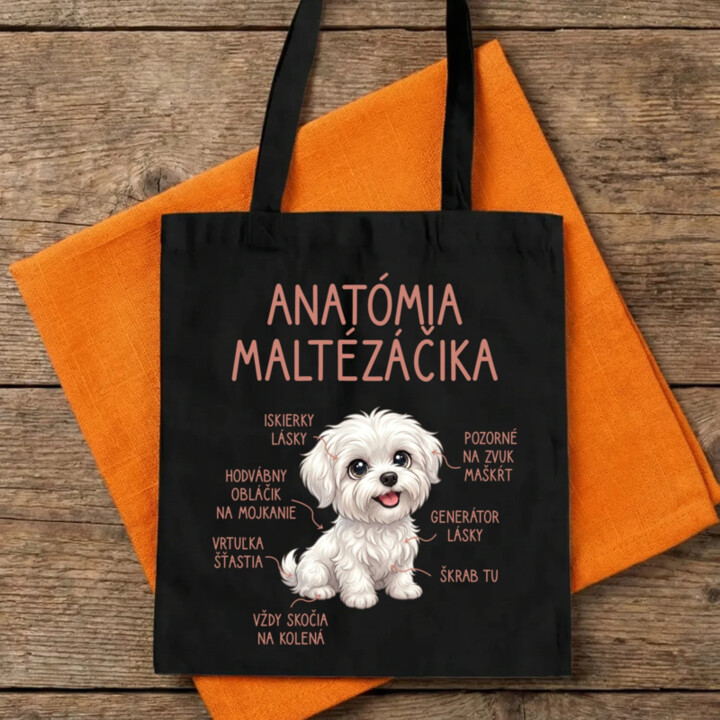 Anatómia maltézáčika - taška s potlačou