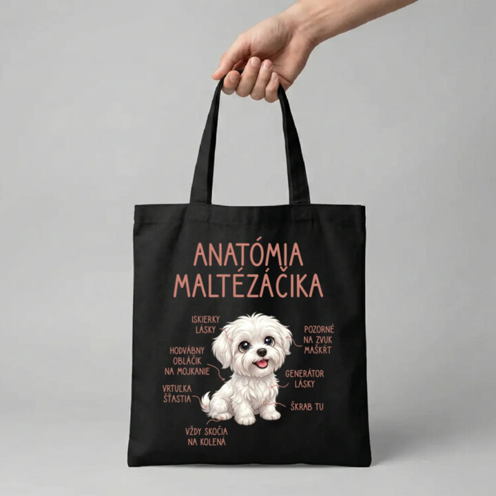 Anatómia maltézáčika - taška s potlačou