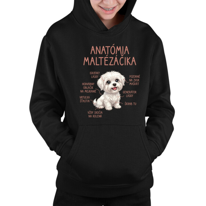 Anatómia maltézáčika - detská mikina s kapucňou