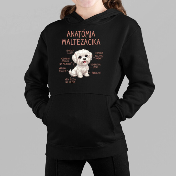 Anatómia maltézáčika - detská mikina s kapucňou
