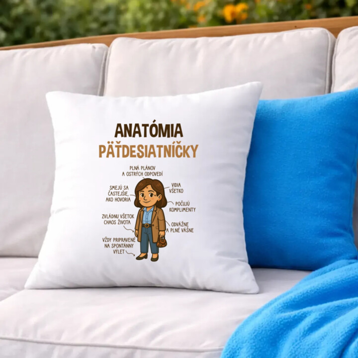 Anatómia päťdesiatníčky - vankúš s potlačou