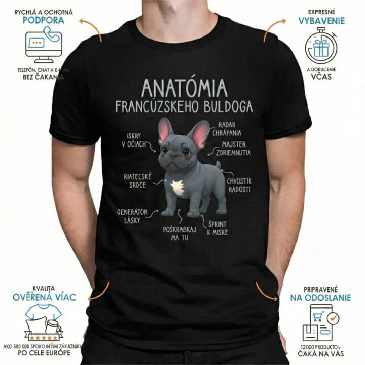 Anatómia francúzskeho buldoga - pánske tričko s potlačou