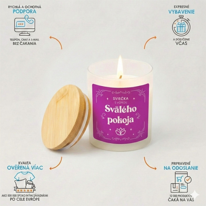 Sviečka s vôňou svätého pokoja - vonná sviečka s potlačou
