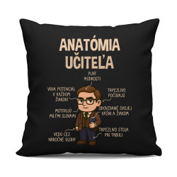 Anatómia učiteľa - čierny vankúš s potlačou