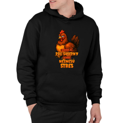 Víkend je pre sliepky, ktoré neznesú stres.  - pánska mikina s potlačou