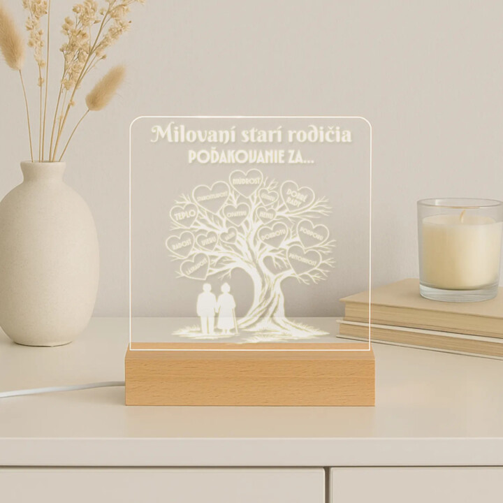 Milovaní starí rodičia – poďakovanie za… - LED lampička s gravírovaním