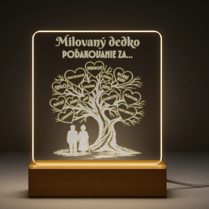 Milovaný dedko – poďakovanie za… - LED lampička s gravírovaním