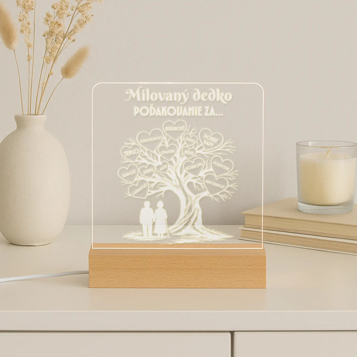 Milovaný dedko – poďakovanie za… - LED lampička s gravírovaním
