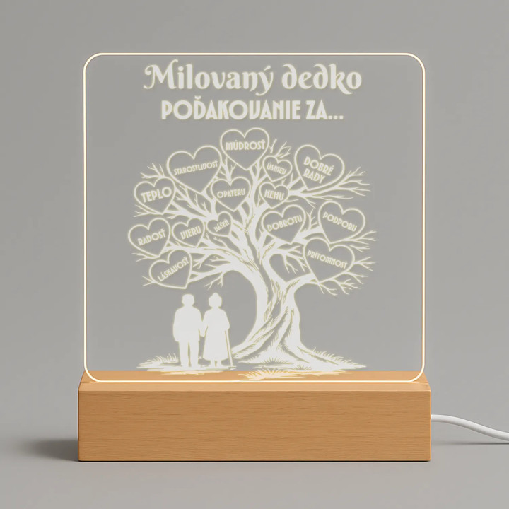 Milovaný dedko – poďakovanie za… - LED lampička s gravírovaním