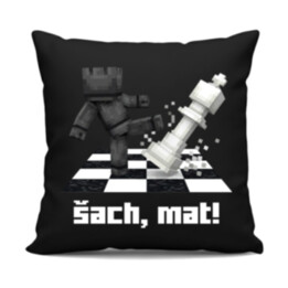 Šach, mat! - čierny vankúš s potlačou